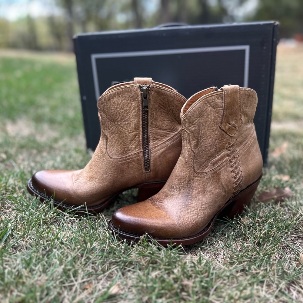 Lucchese Pearl Bone Bootie with Cross Stitch
